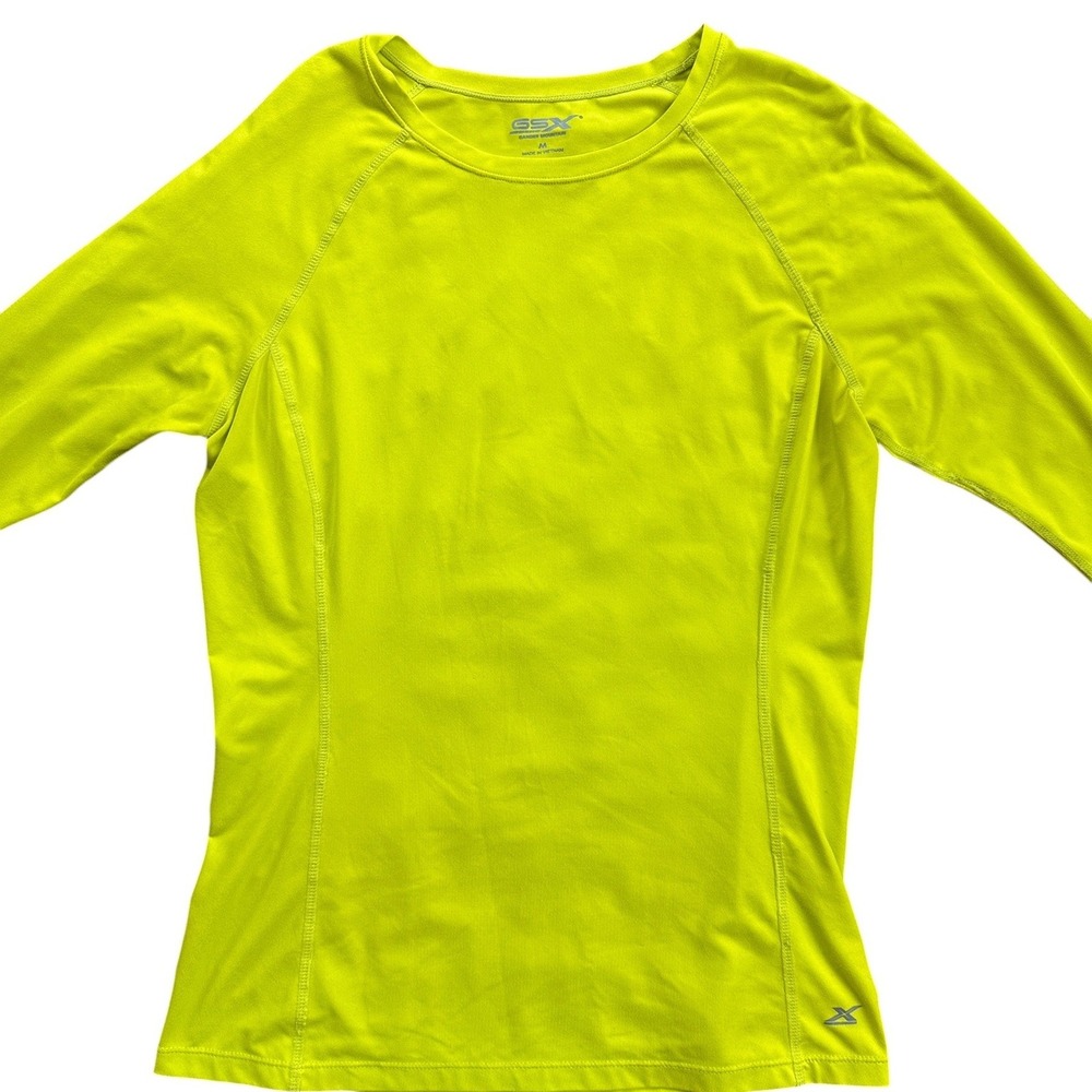 GSX Gander Mountain Performance Shirt‎ Womens Medium Neon Yellow Long Sleeve Top